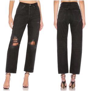 NWOT AGOLDE 90s pinch waist 23 black dark denim Distressed Women's Jeans